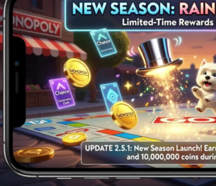 Grafika promująca nowy sezon i wydarzenia w MONOPOLY GO!